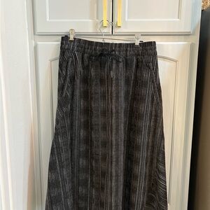 Athleta Black Pinstriped Maxi Skirt with Drawstring